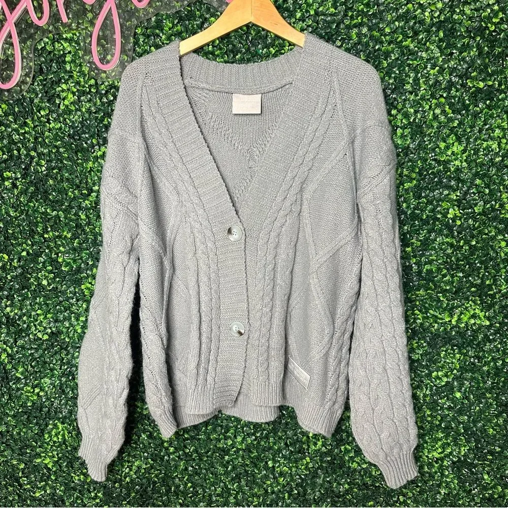 Taylor Swift The Tortured Poets Department Cardigan M/L Gray Cable Knit